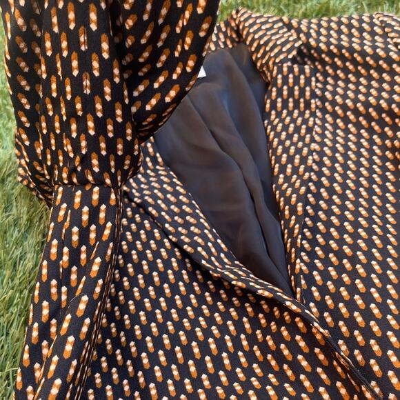 MNG Mango Geometric Print Single Button Satin Long Line Quarter Sleeve Blazer M - Picture 6 of 10